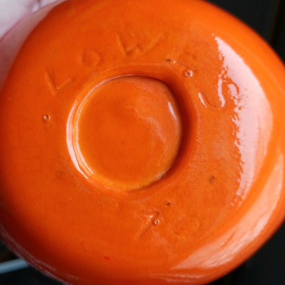 Vintage MCM Chip & Dip Serving Set 1970 Handpainted Ceramic Vibrant Orange 3 Pc - Picture 9 of 13